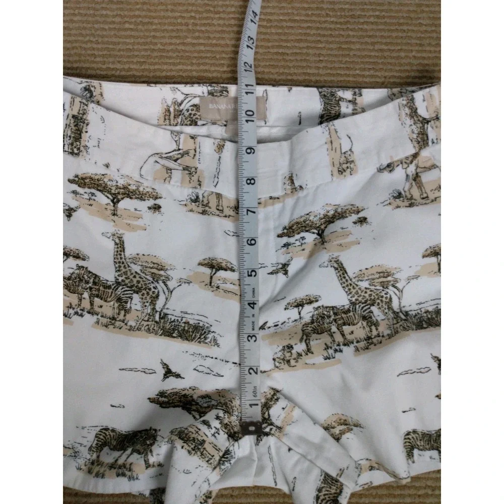 BANANA REPUBLIC Factory Giraffe Safari Print Chino Short White Tan Sise‎ 4